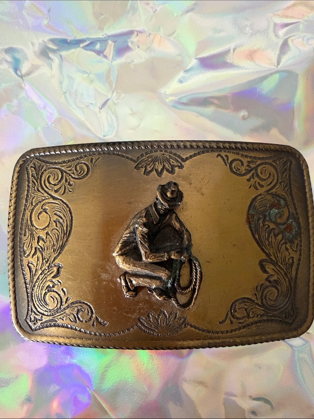 Western Cowboy 3D Belt Buckle in Antique Brass Finish